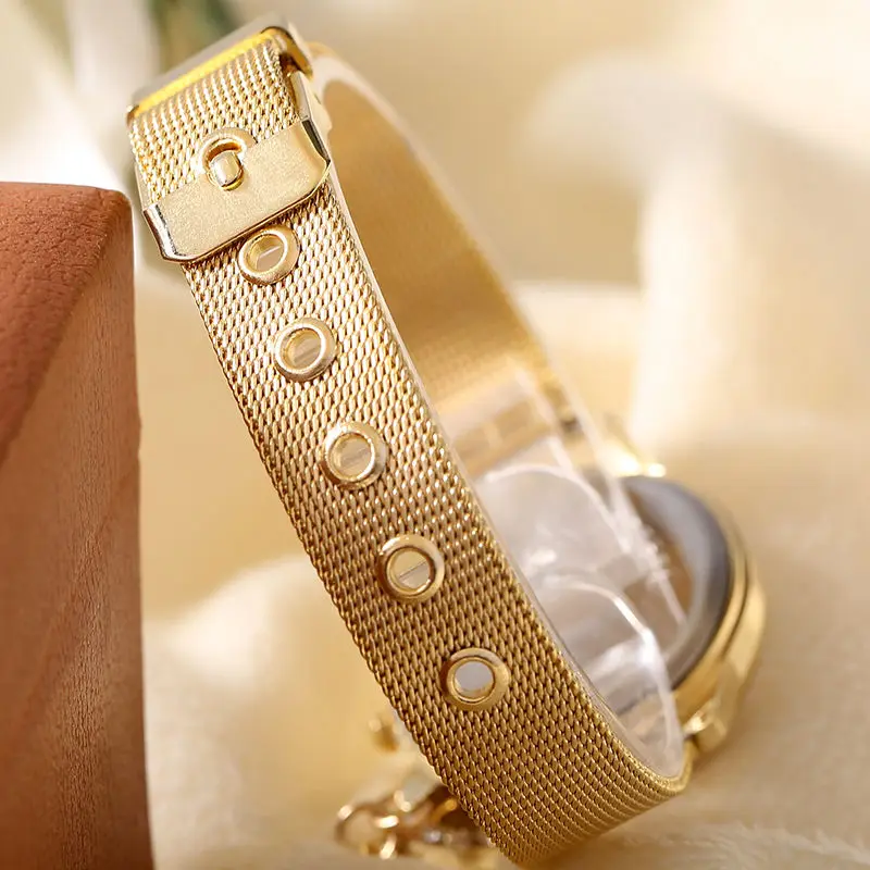 Женские кварцевые часы с подвеской в виде совы, модные сетчатые часы из нержавеющей стали с бриллиантами, женские темпераментные часы relógio