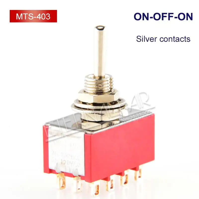 Red-MTS-403 SPDT DPDT сброс запирающий переключатель MTS-102 5A 6A 125V 3A 250 AC Mini 3 6PIN ON-OFF-ON кулисный переключатель фары двигатели - Цвет: Red-MTS-403