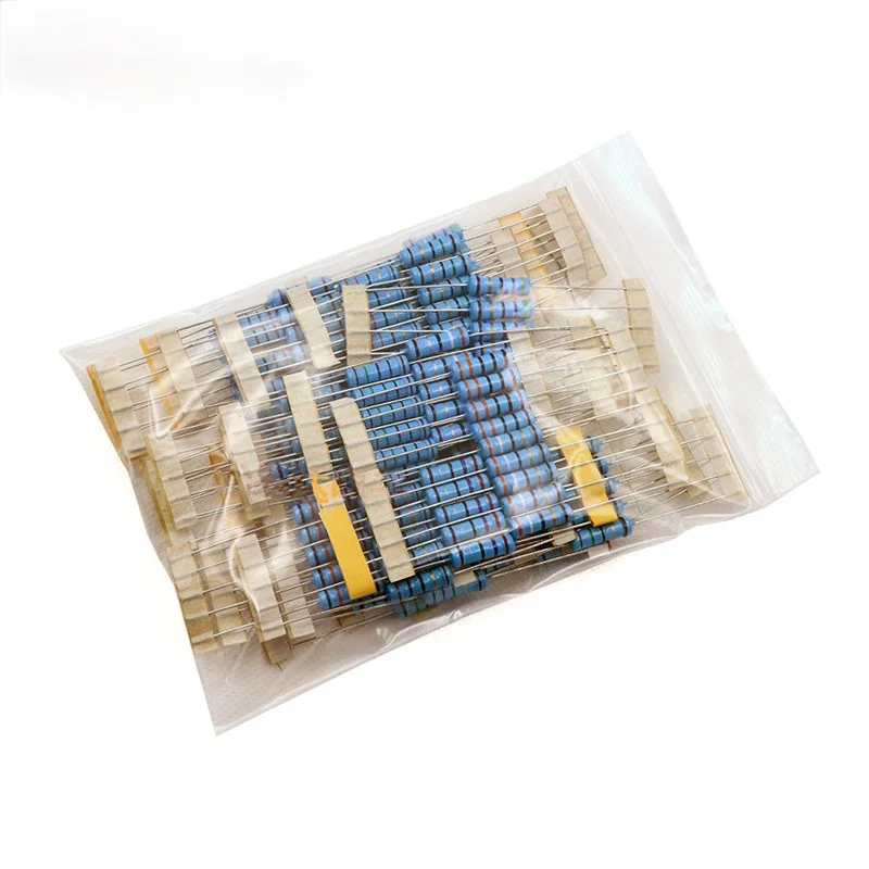 0.5W 1W 2W Metal Film Resistor 1% Assortment Kit 10 22 47 100 1K 3.9K 5.6K 10K 100K 150K 820K ohm Power set of resistors diy