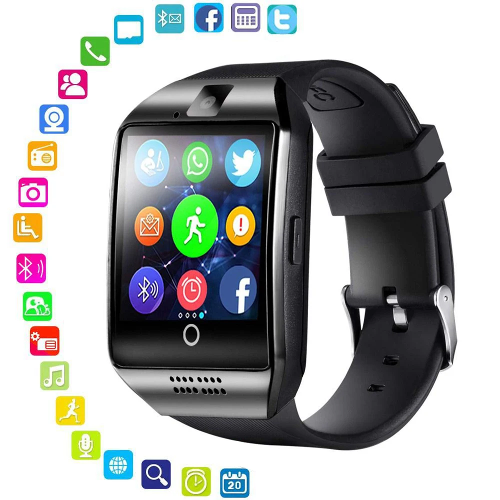 

Bluetooth Smart Watch men Q18 With Camera Facebook Whatsapp Twitter Sync SMS Smartwatch Support SIM TF Card For IOS Android