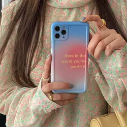 Fashion Gradient Pink Blue Phone Cases For iPhone 12 11 Pro X XR XS Max 7 8 Plus SE 2020 Soft Silicon Shockproof Back Cover