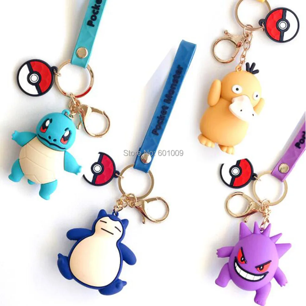 EMS 100/лот Charmander Gengar Jigglypuff Marill Pichu Pikachu Psyduck Snorlax Squirtle Togepi резиновый брелок игрушки