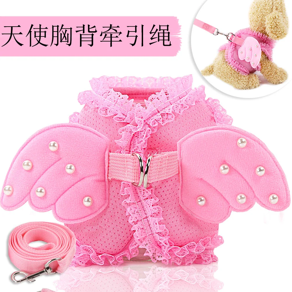 

Princess pearl angel dogs cats chest straps traction rope pet supplies the spring/summer for breathable traction chest straps