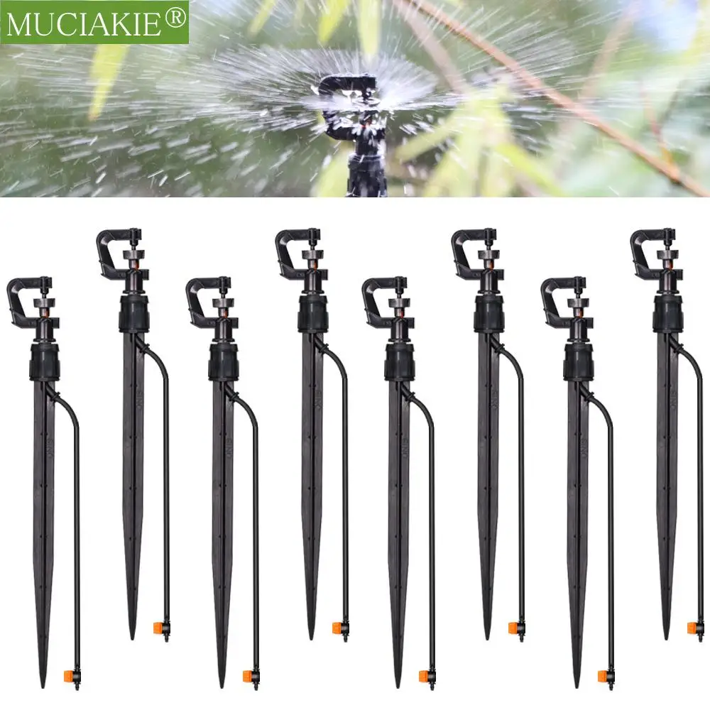 

360 Degrees Gray Little Wheel Rotary Sprinkler G Type Nozzles with Stakes Connectors Irrigation Spray Micro Lawn Patio Cooling