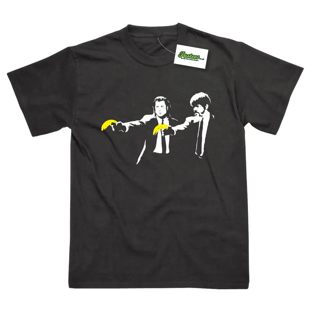 Pulp Fiction Inspired By Banksy Graffiti Printed T-Shirt Fashion Print Novelty Loose High Quality O-Neck Free Shipping | Мужская одежда