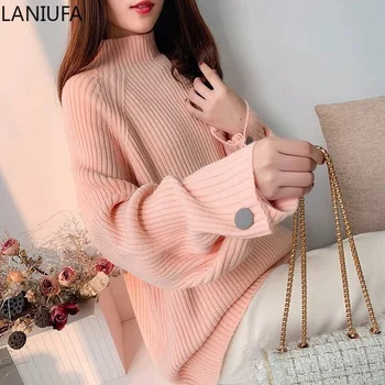 

Women Casual Loose Sweater Autumn Winter Turtleneck Knitted Jumpers Long sleeve Pullovers Streetwear Women Sweater mujer P234