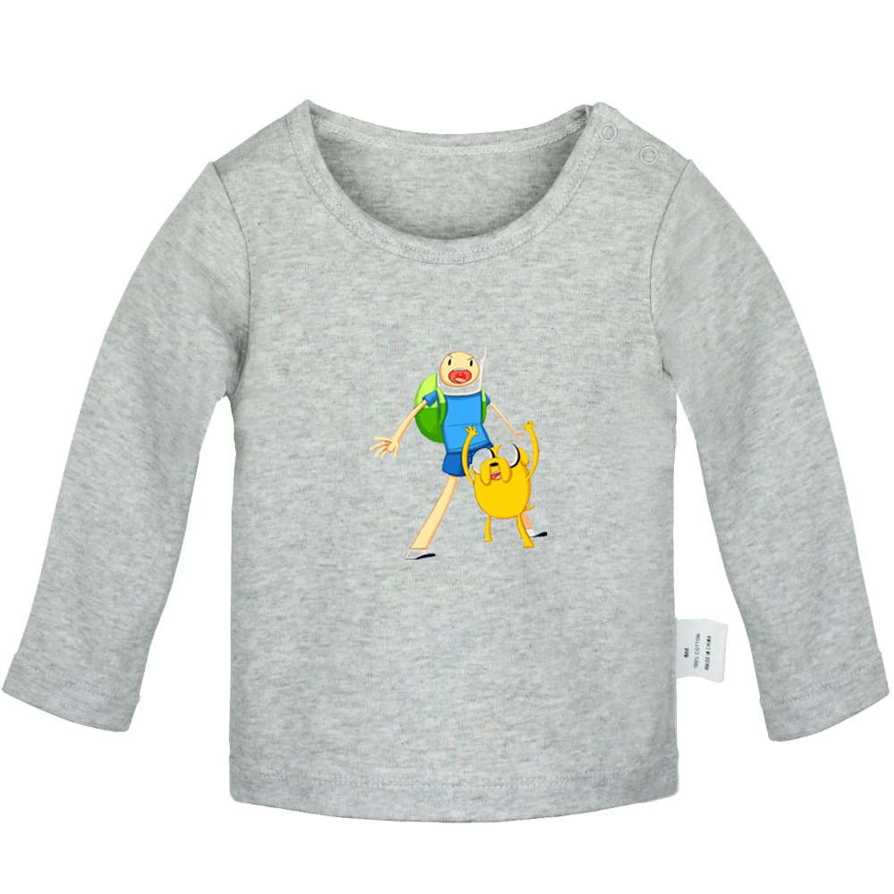 JcBabyYG612C Adventure Time With Finn And Jake/Дизайнерские футболки для новорожденных мальчиков и девочек; футболка с длинными рукавами и графическим принтом для малышей; хлопковые топы - Цвет: JcBabyYG612C