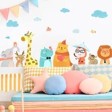Мультфильм милые животные друзья наклейки на стену для гостиной диван ТВ фон крыльцо декоративные обои спальня наклейки