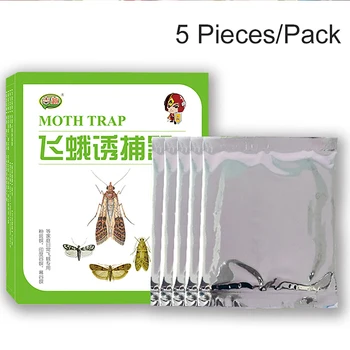 

5 pcs Cloth Pantry Food Moth Trap Pheromone Killer Paste Sticky Glue Trap Pest Reject Fly Insects Family Factory Restaurant Use