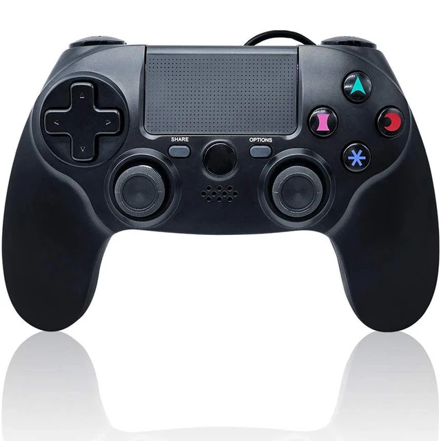 ps4 denetleyici kablolu cift titresim gamepad usb kablolu uzaktan kumanda kolu playstation 4 icin ps4 pro ps4 ince pc gamepads aliexpress