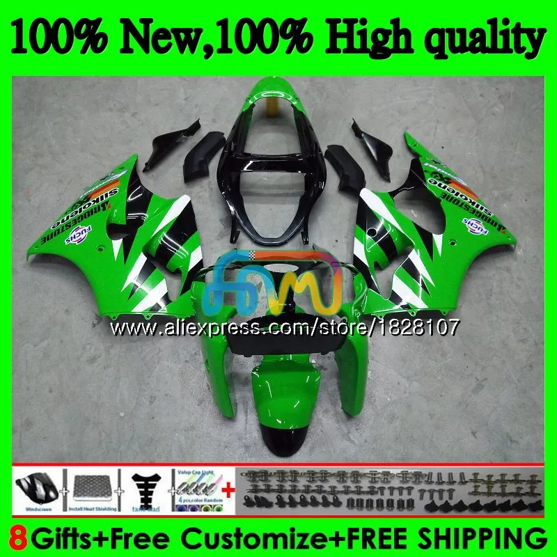 Цвета: зеленый, черный тела для KAWASAKI ZX-636 ZX 6R 636 600 CC 6 R ZX636 13BS. 165 600CC ZX-6R ZX600 ZX6R 00 01 02 2000 2001 2002 обтекатель