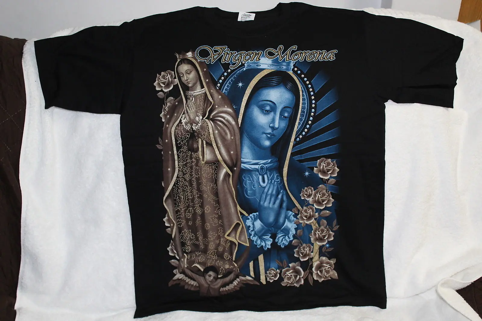 Virgen Morena Guadalupe Vệ Nữ Hoa Hoa Hoa Hồng Cầu Nguyện Chất Lượng T Áo  Sơ Mi Nam In Hình Nữ Tay Ngắn Cổ Tròn 016088|Áo phông| - AliExpress