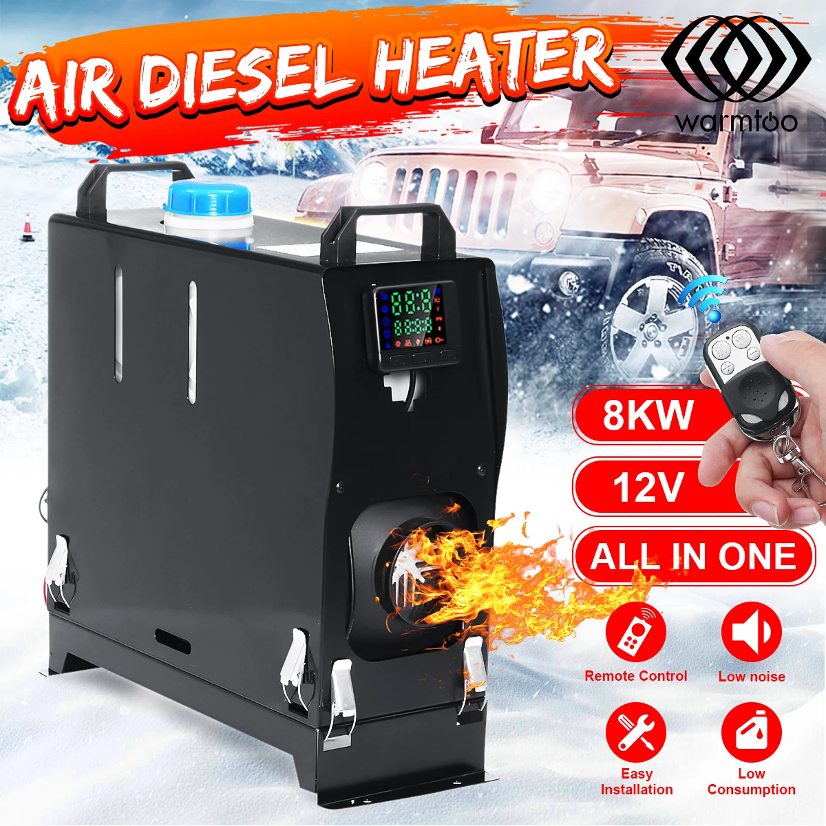 12 В 8 кВт все в одном автомобильный Кондиционер цифровой ЖК монитор дистанционное