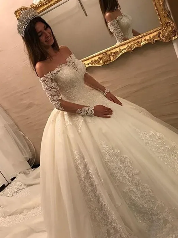 DD JYOY бальное платье свадебное платье длинное свадебное платье с длинным подолом Элегантное свадебное платье с длинным рукавом молния сзади плюс размер