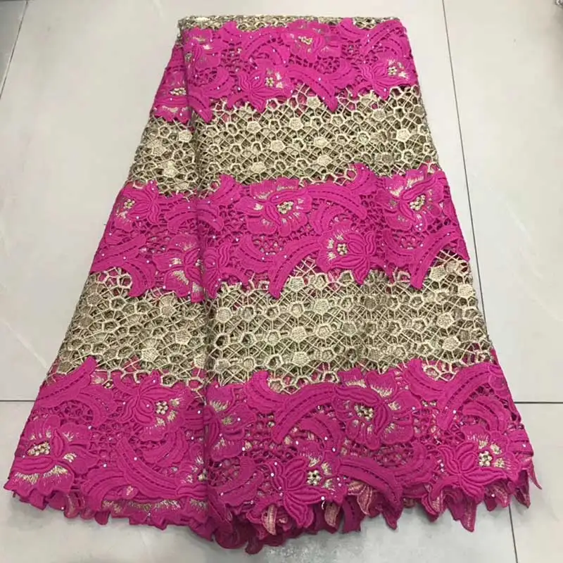 Ткань высокое качество кружева нигерийская кружевная ткань для женщин платье Африканский тюль кружево с камнями 5 ярдов за штуку AIMEE02