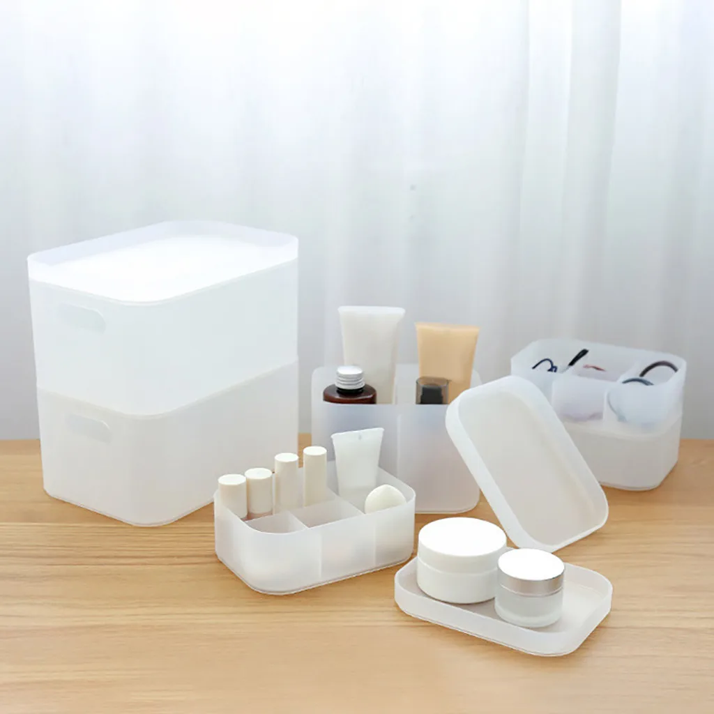  Desktop Plastic Jewelry Storage Box Case Craft Organizer With Lid Dressing Table M1108