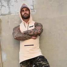 Осенний Свободный дышащий жилет без рукавов для фитнеса, спортивный жилет с капюшоном, мужской баскетбольный тренировочный костюм