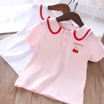 

2020 Spring and Summer Girls Printed Lettered Cherry T-shirt Childrenswear Wholesale