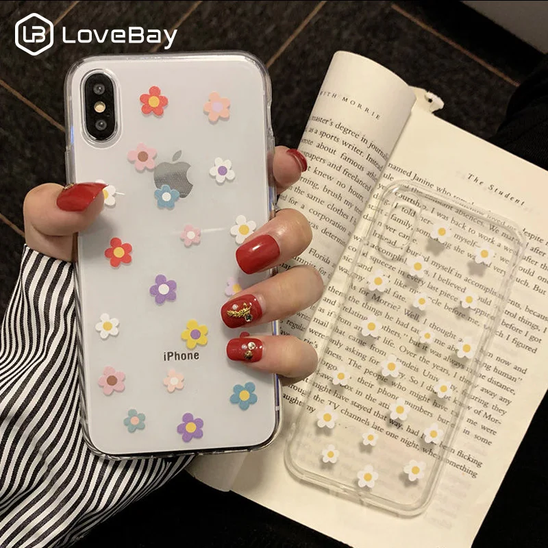 

Lovebay Transparent Flowers Case For iPhone X XR XS Max 7 8 6 6s Plus 5 5s SE XS Floral Phone Cases Soft TPU Silicone Back Cover