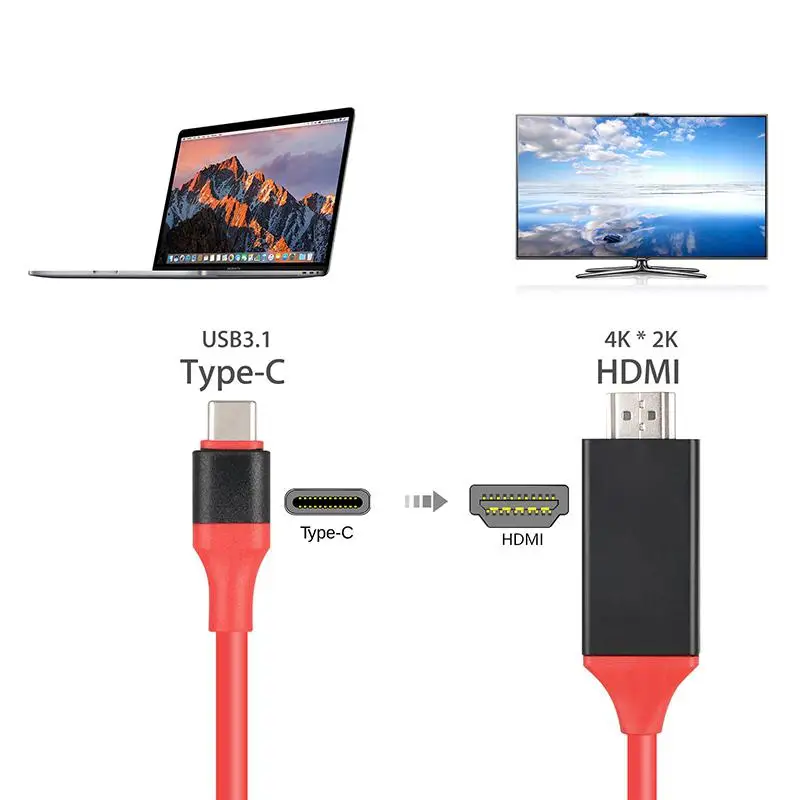 USB 3,1-HDMI 4K Кабель-адаптер 2M type C-HDMI кабель для MacBook samsung Galaxy S9/S8/Note 9 huawei USB-C HDMI