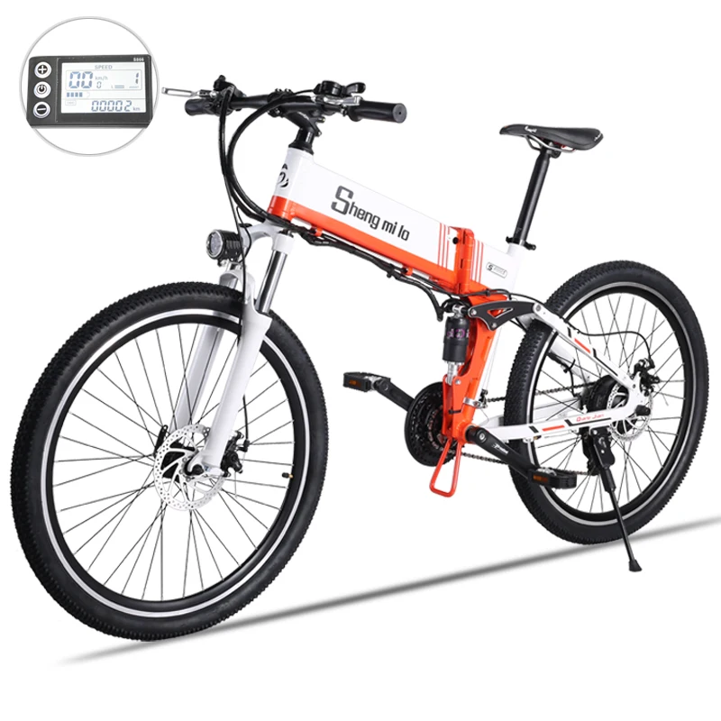 Электрический велосипед 26 дюймов складной Электрический горный велосипед бустер 48V10. 4ah литиевая батарея внедорожный ebike Integriertes Rad ebike - Цвет: spoke wheel orange