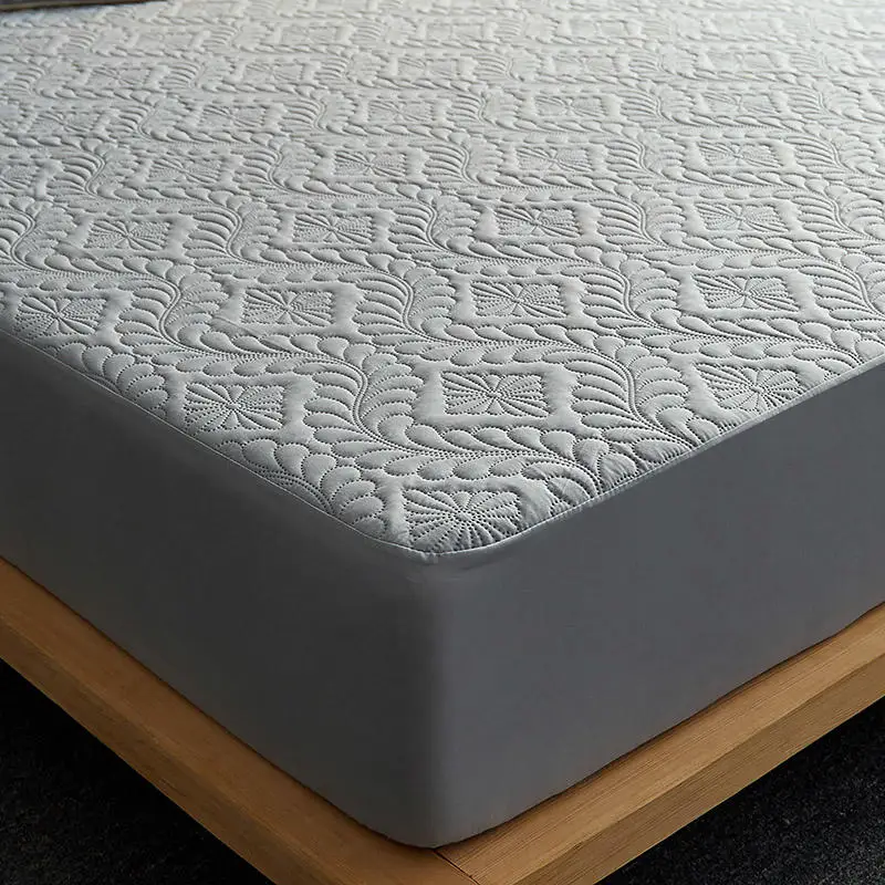 Quilted Waterproof Bed Sheet With Elastic Queen King Size Solid Color Mattress Protector For Double Bed Queen/King Bed Sheet 4