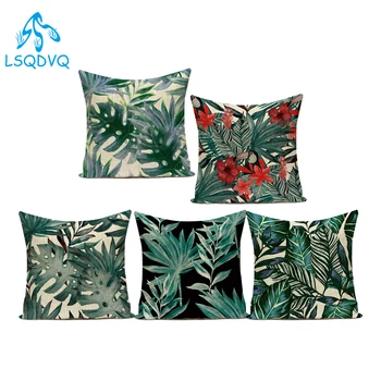 

Tropical Green Plant Palm Leaves Decorative Pillows Case Cotton Linen Sofa Home Cushion Cover Pillowcase for Living Room Decor