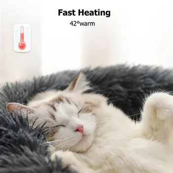 

Soft Warm Pet Nest House Calming Bed Kennel Dog Round Cat Nest Winter Warm Sleeping Long Plush Puppy Mat Portable Cat Supplies