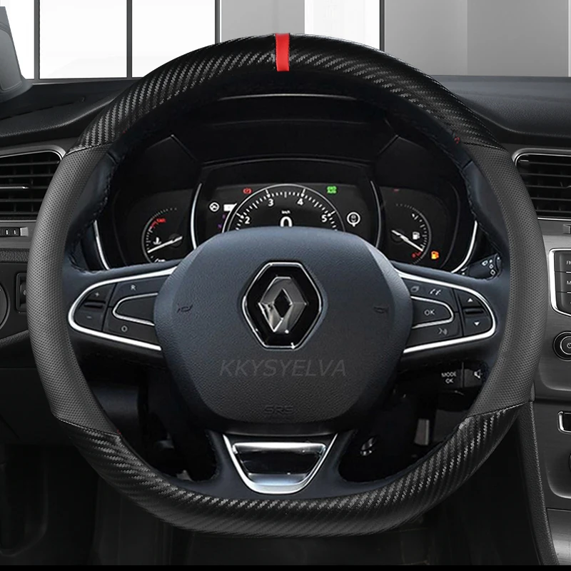 Volante per auto Coprivolante in pelle 38 cm per Renault Clio Fluence Megane Laguna Talisman Captur Kadjar Kaptur Koleos Scenic Espace