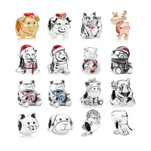 925 стерлингового серебра шармы бусины в форме животных эмаль S925 талисманы подходят Pandora браслет для женщин ювелирные изделия делая подарки