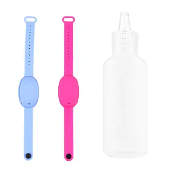 

2pcs Wristband Sanitizer Container Hand Sanitizer Chain Liquid Hand Soap Dispenser Storage Wristband With Refillable Bottles