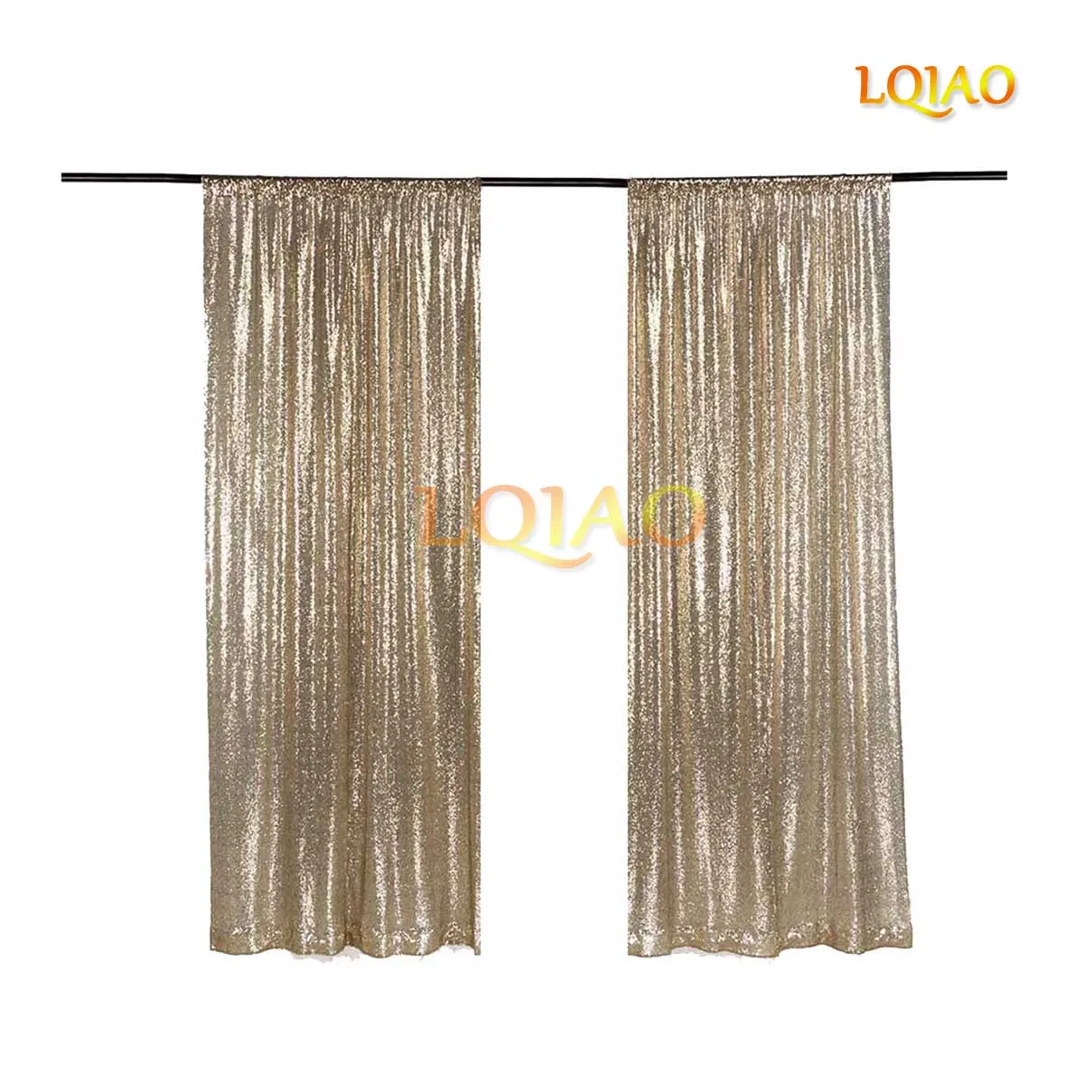 2021 New 2x8.5ft Glitter Light Gold Sequin Backdrop Party Wedding Photo Booth Background Decoration Curtain Drape Panel | Дом и сад