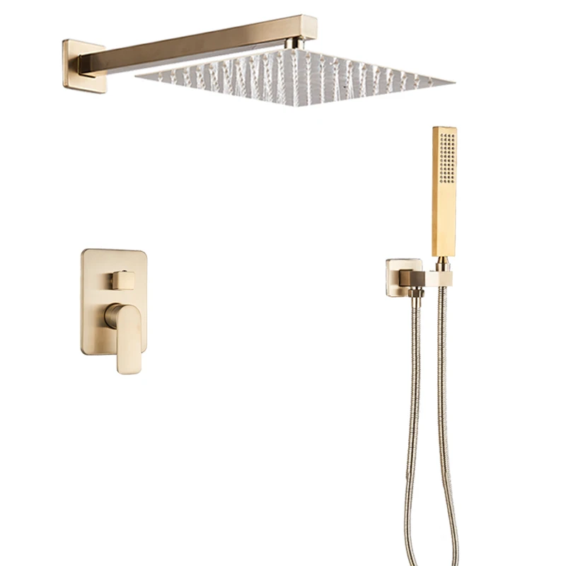 Solid Brass Brushed Gold 2-ways Concealed Shower Mixer Control Valve Round and Square Concealed Box Valve Faucet Cartridge