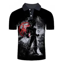 Новинка, Мужская рубашка поло, seven Dragon Ball Z Goku, 3D печать, черная рубашка, повседневная, с коротким рукавом, летняя, удобная, толстовка