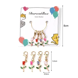 Vibrant Enamel Daisy & Bee Stitch Marker Set (Style 3)