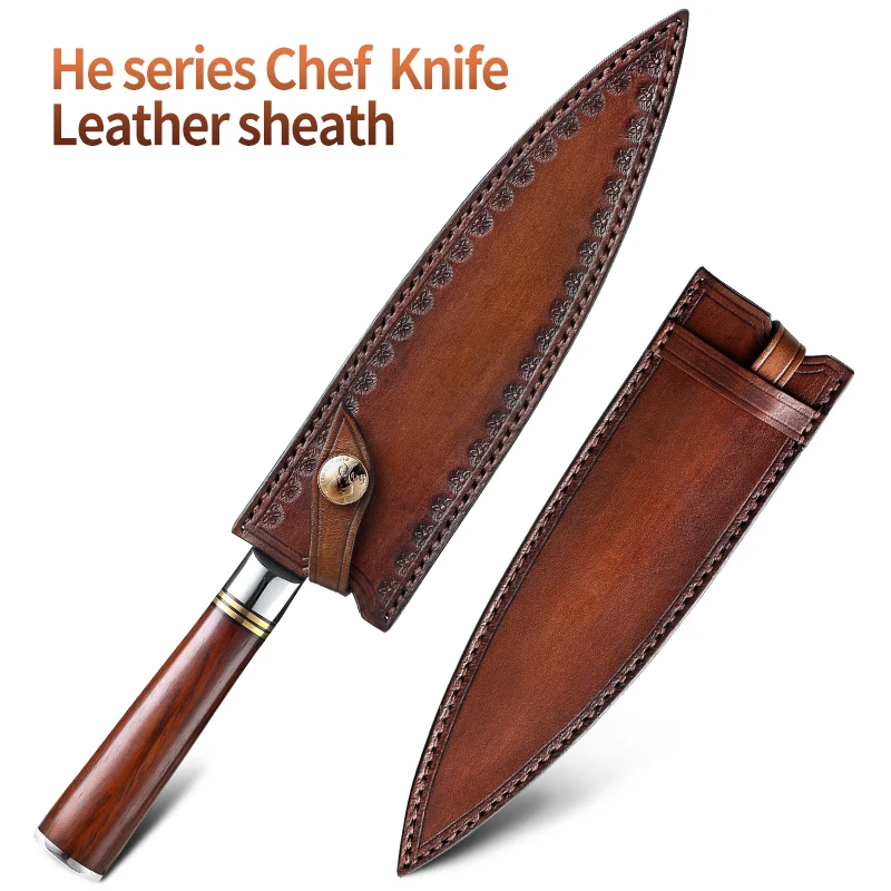 XINZUO Brand Chef Knife Leather Sheath Handmade Custom Italian First Layer Vegetable Tanned Leather Match Easier to Carry - Цвет: He Leather Sheath