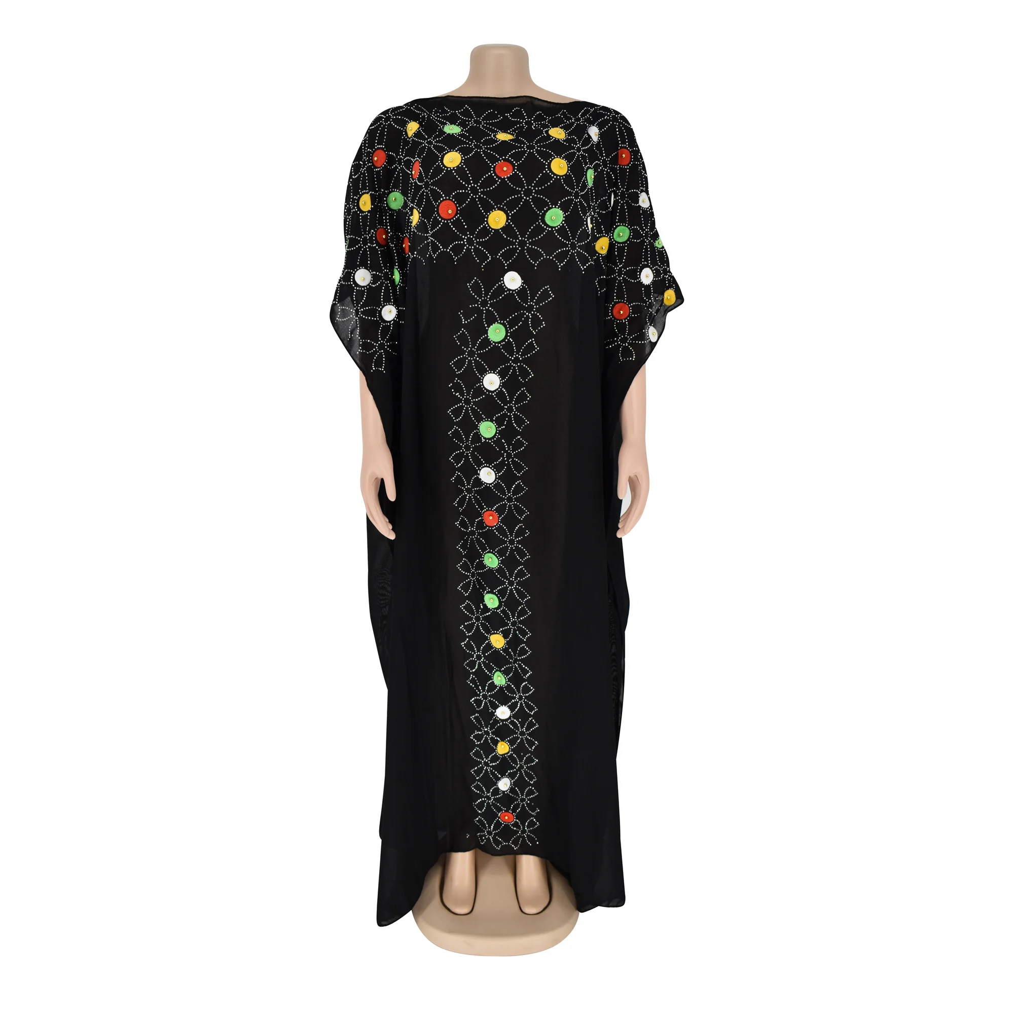 Tilapia Новое модное летнее платье размера плюс, полупрозрачное длинное платье в африканском стиле, с бисером, черное, vestidos