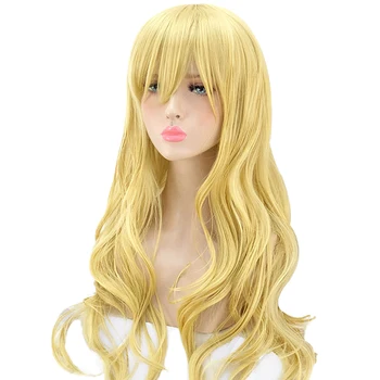 

DIFEI Cosplay Halloween Party Your Lie in April Kaori Miyazono Long Roll Gold High Temperature Resistant Fiber Synthetic Wig