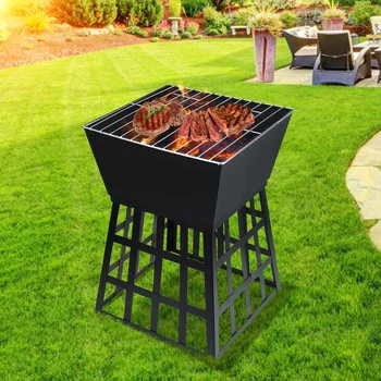 

Outdoor Garden Metal Charcoal Fire Pit Camping BBQ Burner Bowl Multifunction Removable Stove Barbecue Grill Stand for Xmas Party