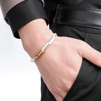 

Fashion Leather Bangle Bracelet Stainless Steel Magnetic Bracelet Men Jewelry Vintage Charms Bracelet Unisex Jewelry