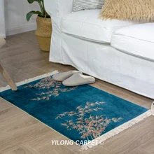 YILONG 2'x3' синий классический Восточный ручной узлом ковры бамбуковые шелковые ковры ручной работы(TJ2018009A