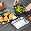 Rectangle Thicken Stainless Steel Food Storage Tray Steamed Sausage  Plates Fruit Baking Pastry Pans Kitchen Bread Loaf Dishes 6