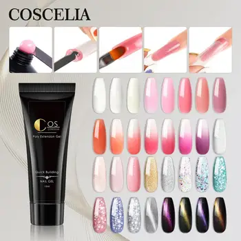 

COSCELIA Nail Extension Gel With15 ML Cat Eye Temperature Change Sequins Nail Extension Gel Quick Building Nail For Manicure Art