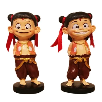 

10cm Movie & TV Cute Nezha Baby Children Figures Toys Model Smile Style Dolls Toys Gift for Kids Fortnight Anime Figure Model
