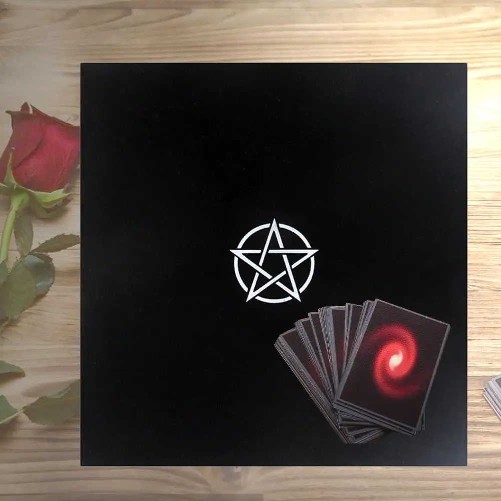 Black Altar Tarot Cards Party Table Cloth Pentagram Retro Tablecloth For Divination Wicca Velveteen Tapestry Vintage