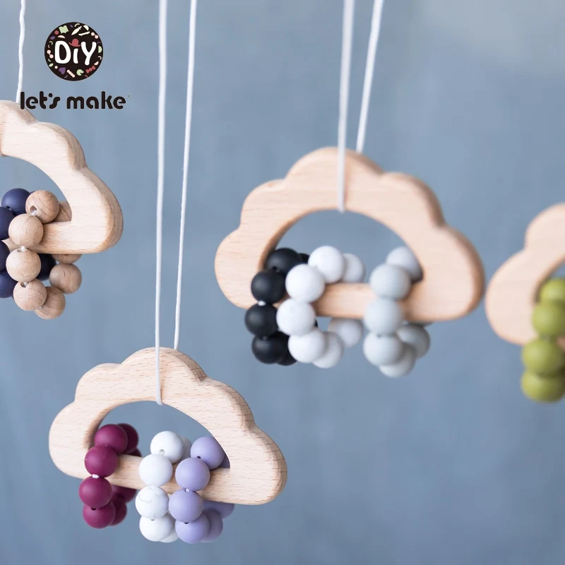 Let s Make Baby Toys Hanging Wood Silicone Beads Beading Educational Toys Bed Bell Cloud 0 4
