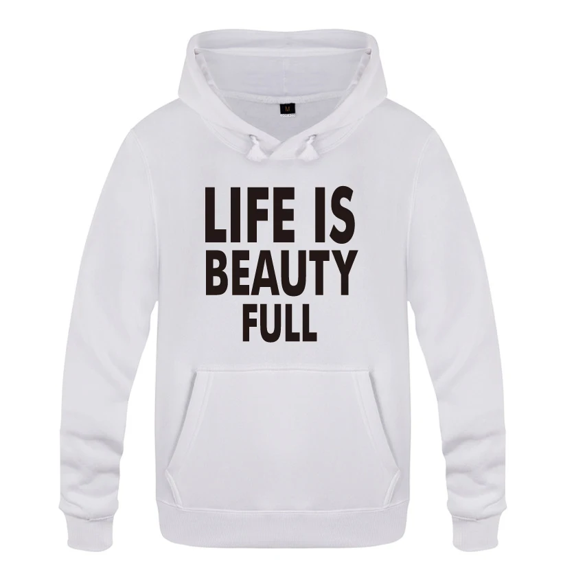 Life Is beauty, мужские свитшоты с буквенным принтом,, мужские флисовые пуловеры с капюшоном, толстовки