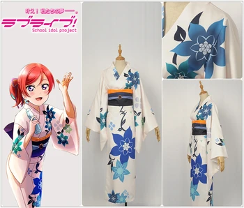 

Game LoveLive! Marbles Nishikino Maki Cosplay Costume Custom Women Adult Japanese Floral Kimono Bow Halloween Clothing Outfit