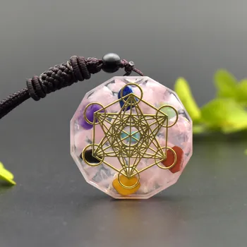 

Metatron Cube Orgonite Necklace Flower of Life Cosmic Energy Center Sign Pendant Necklace Sacred Geometry Orgone Pendant