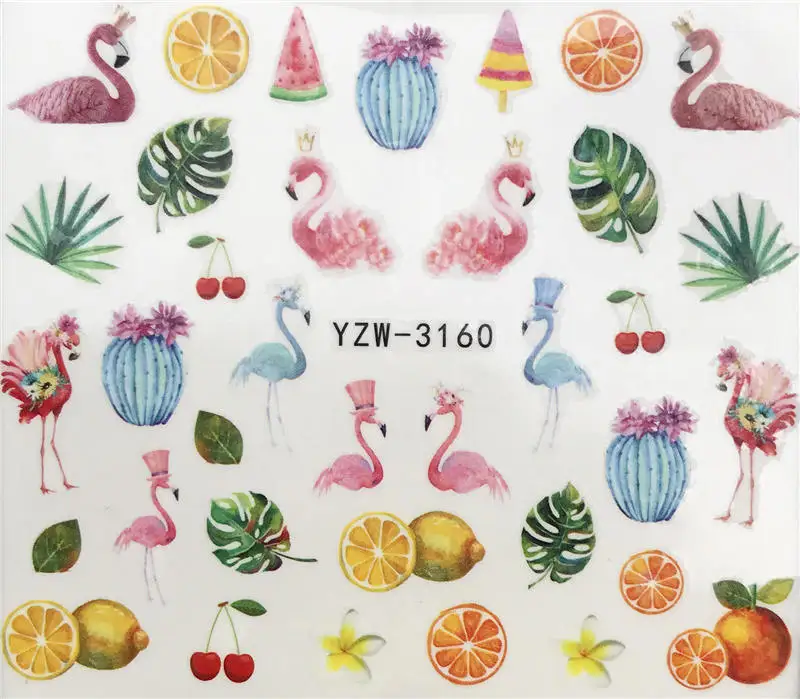 1 Flamingo Nail Stickers Sliders For Art Water Decals Nails Sticker Manicure Tools DIY Design Butterfly Decortion | Красота и
